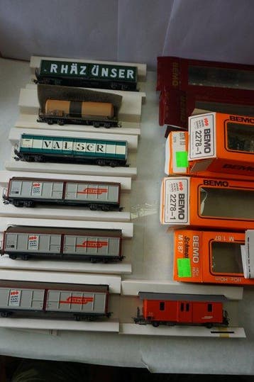 Bemo H0m - Treinset (7) - 7 Bemo Zwitserse goederenwagens -, Hobby en Vrije tijd, Nieuw