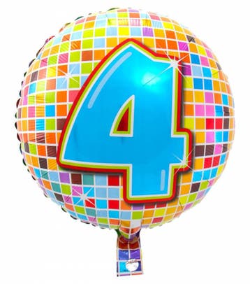 4 jaar Birthday Blocks folieballon - 43 cm, Ophalen of Verzenden, Nieuw