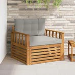 vidaXL Tuinbank Massief Acaciahout en Polyester Naturel en, Verzenden, Nieuw