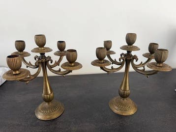 Kandelaber - Brons - Paar bronzen kandelaars