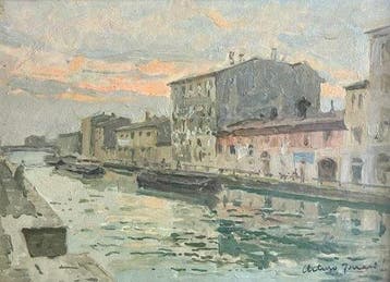 Arturo Ferrari (1861-1932) - Naviglio Grande, Vecchia Milano