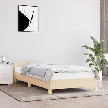 vidaXL Bedframe zonder matras 100x200 cm stof crèmekleurig, 100 cm, Eenpersoons, Verzenden, Nieuw