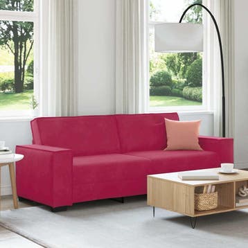 vidaXL Driezitsbank 220x78x84 cm fluweel wijnrood, Verzenden, Nieuw, Driepersoons, Stof