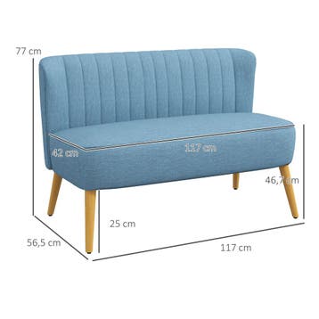 TRUUSK Loveseat 2-zitsbank met Linnenlook - Dubbele Bank met, Verzenden, Nieuw