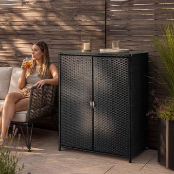 Wicker tuinkast Monza, aluminium frame, 4 vakken - zwart, Tuin en Terras, Tuinhuizen, Verzenden, Nieuw