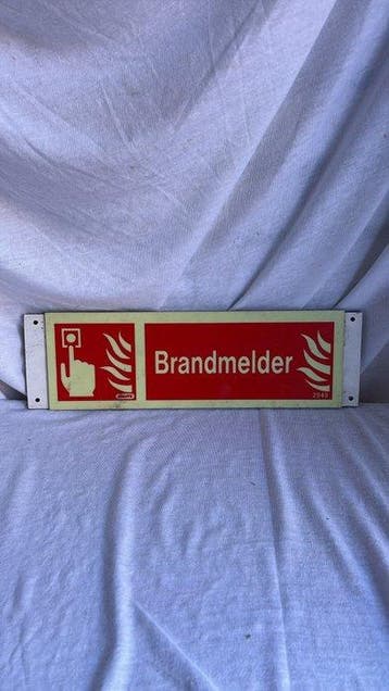 Vintage Brandmelder Veiligheidsbord – Hard kunststof –