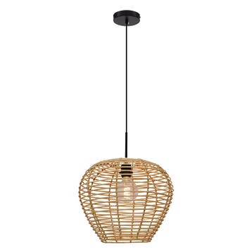 Rotan hanglamp bruin, Irene, Ophalen of Verzenden, Nieuw, Metaal, Landelijk