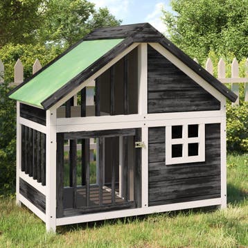 vidaXL Hondenhok 96x60,5x87 cm massief grenenhout grijs, Verzenden, Nieuw