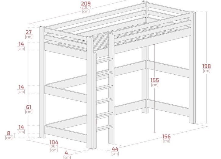 Rockwood® Hoogslaper Brecht Wit met  bureau, Kinderen en Baby's, Kinderkamer | Bedden, Nieuw, Ophalen of Verzenden