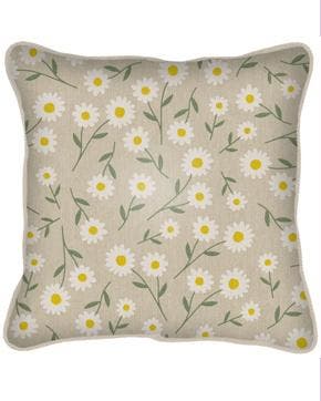 Luxe Sierkussen Linnenlook Margrietjes, Huis en Inrichting, Nieuw, Overige kleuren, Vierkant