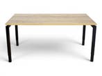 Recht N-poot bureau, 200x100cm, natuur eiken-zwart, Huis en Inrichting, Bureaus, Ophalen of Verzenden, Gebruikt