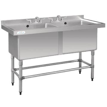 RVS Spoeltafel | Dubbele Afwasbak | 141x60x90 cm Vogue, Verzenden, Nieuw in verpakking