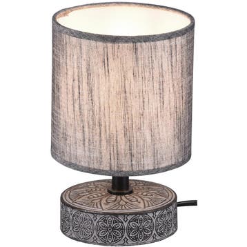 LED Tafellamp - Trion Maria - E14 Fitting - Rond - Mat Grijs, Ophalen of Verzenden, Nieuw, Keramiek, Overige fittingen