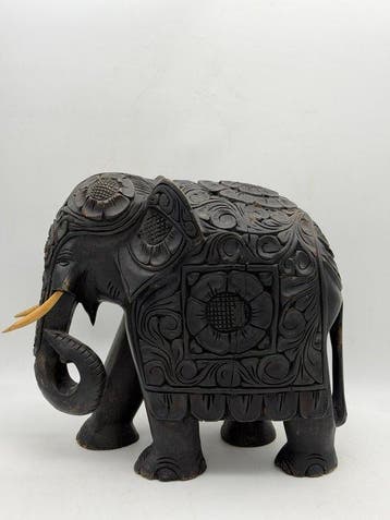 Grote XL houten olifant - Hout - Zwaar XXL sculptuur - India, Antiek en Kunst