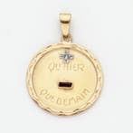 Hanger - 18 karaat Geel goud Diamant (Natuurlijk) - Robijn