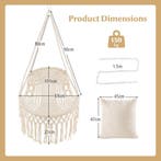 LIVSK Hangmatstoel Schommel - Macramé Design met 2 Zachte Ku, Verzenden, Nieuw