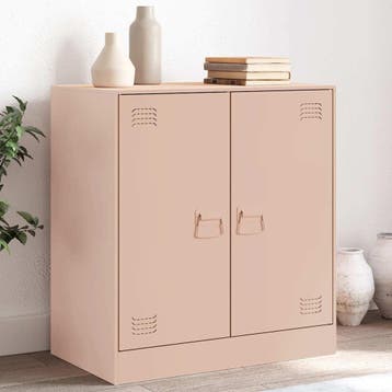 vidaXL Dressoir 67x39x73 cm staal roze, Verzenden, Nieuw, 50 tot 100 cm, Metaal