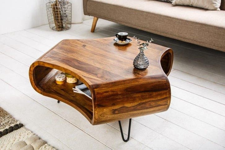 Retro salontafel ORGANIC LIVING 80cm Sheesham Palissander, Huis en Inrichting, Tafels | Salontafels, Ophalen of Verzenden