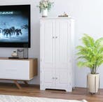 Hoge Keukenkast met 4 Deuren – Wit/Zwart, 123 cm Hoog, Verzenden, Nieuw