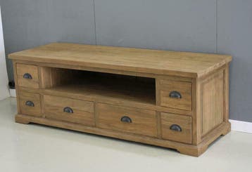 TV meubel van gerecycled teakhout, 150cm breed, 6 laden -, 100 tot 150 cm, Teakhout, Nieuw, Ophalen of Verzenden