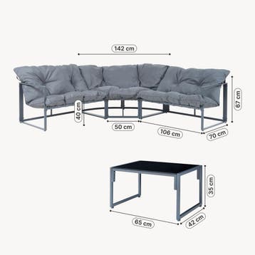 Loungeset Karg tuinset met kussens donkergrijs casa.pro, Verzenden, Nieuw