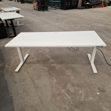 Zit-sta bureau 180x80cm elektrisch verstelbaar wit/wit,, Ophalen of Verzenden, Gebruikt