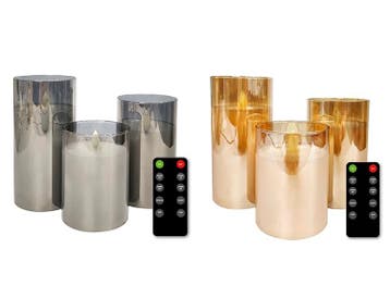 3 FlinQ LED Kaarsen met Bewegende Vlam in Smoked Glass, Verzenden, Nieuw