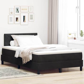 vidaXL LED Box Spring Bed met hoofdeinde Zwart 120 x 190 cm, Verzenden, Nieuw, Zwart, Stof