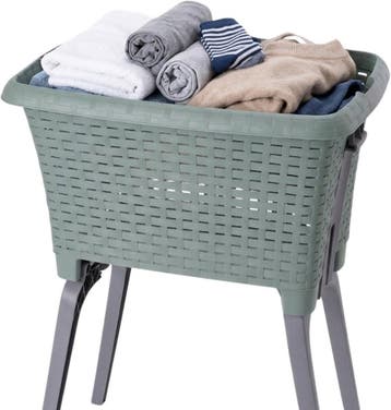 Wasmand op poten groen 38 liter 39 x 59 x 29 cm kunststof, Tuin en Terras, Droogmolens en Wasrekken, Verzenden, Nieuw