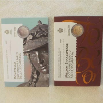 San Marino. 2 Euro 2016 Donatello  + Shakespeare (2