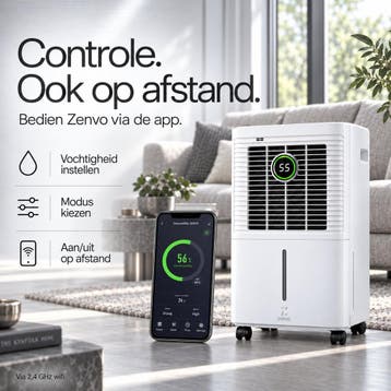 Zenvo Smart WiFi Luchtontvochtiger met App - 12L/dag - 50 m2, Ophalen of Verzenden, Zo goed als nieuw