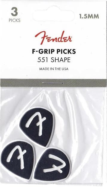 Fender F Grip 551 Pick Black plectrum 1.50 mm 3-pack, Muziek en Instrumenten, Instrumenten | Toebehoren, Ophalen of Verzenden