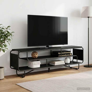 vidaXL TV-standaard 180 x 36 x 45 cm Zwart eiken Bewerkt, Minder dan 50 cm, Verzenden, Nieuw, Minder dan 100 cm