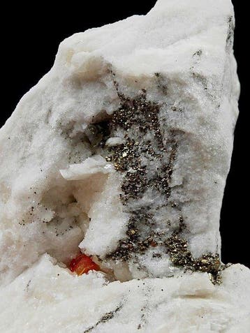 ALPINO, zeldzame rood realgar met gouden pyriet, Zwitserland