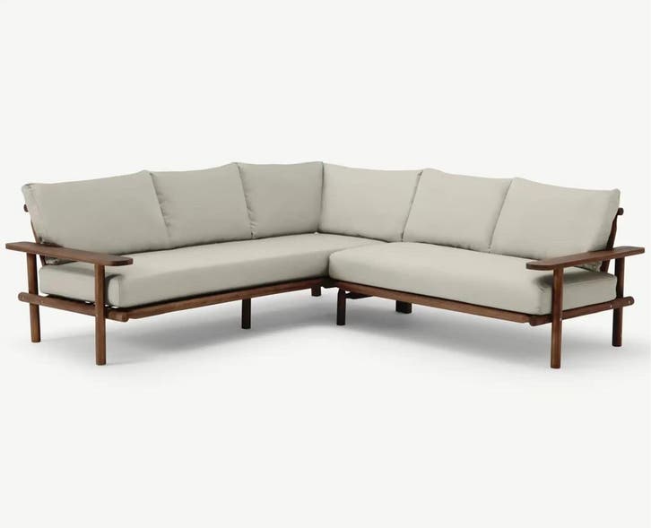 Hoek Loungeset Laruna Acaciahout Vintage Bruin /  Wit The, Tuin en Terras, Tuinbanken, Verzenden