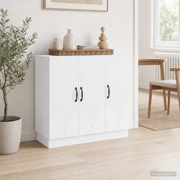 vidaXL Dressoir Wit 89 x 34,5 x 77 cm Bewerkt hout, Huis en Inrichting, Verzenden, Nieuw, Overige houtsoorten, Minder dan 50 cm
