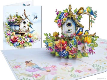 Feeëriek Vogelhuisje met Bloemen en Vogeltjes pop-up kaa..., Verzenden, Nieuw