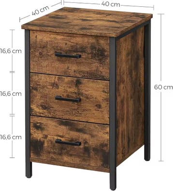 Vintage Nachtkastje – 40×40×60cm Vintage bruin + zwart, Huis en Inrichting, Slaapkamer | Nachtkastjes, Minder dan 45 cm, Verzenden