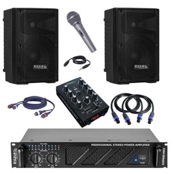 Pa beginners set 2 x 10Inch 2 x 480 Watt Max, Ophalen of Verzenden, Nieuw, Minder dan 500 watt, P.A.