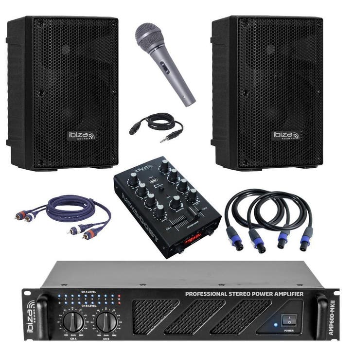 Pa beginners set 2 x 10Inch 2 x 480 Watt Max, Muziek en Instrumenten, Versterkers | Keyboard, Monitor en PA, Minder dan 500 watt