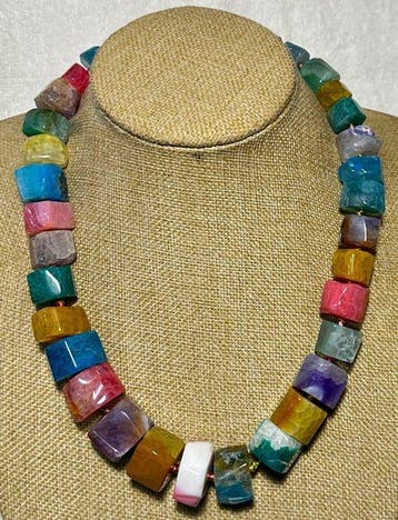 Set van multicolor agaat uit Brazilië en multicolor nefriet,