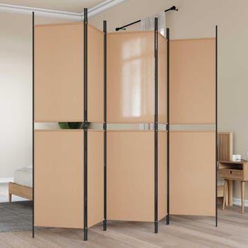 vidaXL 5-panelen kamerscherm Beige 250 x 200 cm Stof, Verzenden, Nieuw