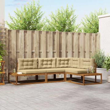 vidaXL Buiten bankenset Natuurlijk en Beige, Verzenden, Nieuw, 4 zitplaatsen