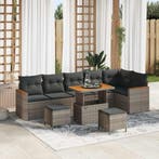 vidaXL Tuin Sofa Set met kussen met opslag Grijs Poly riet, Verzenden, Nieuw, Rotan