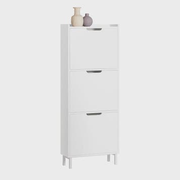 Smalle Schoenenkast met 3 Klepkasten en 6 Legplanken - Wit, Huis en Inrichting, Verzenden, Nieuw
