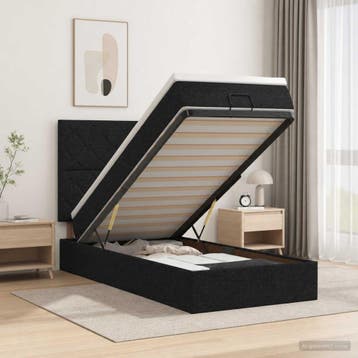 vidaXL Ottoman bed met matras met hoofdeinde Zwart 80 x 200, Verzenden, Nieuw, Eenpersoons, Zwart