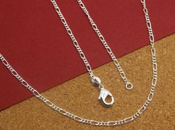 Figaro ketting – 925 verzilverd – verschillende lengtes, Ophalen of Verzenden, Nieuw, Kraal