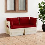 vidaXL Tuinbank 2-zits met kussens pallet vurenhout, Tuin en Terras, Tuinsets en Loungesets, Verzenden, Nieuw, Hout