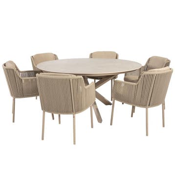 4 Seasons Bernini tuinset 7-delig - Prado tuintafel Ø160 cm, Verzenden, Nieuw