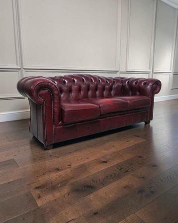 Chesterfield style - Sofa - club - Leder, Hout - vintage